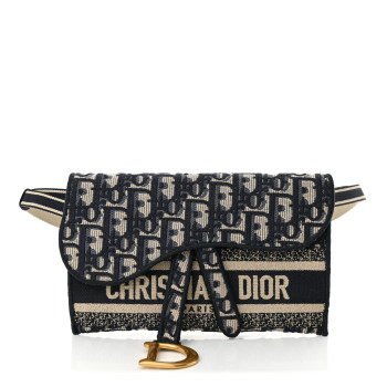 CHRISTIAN DIOR Oblique Slim Saddle Pouch Blue