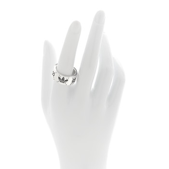 GUCCI X ADIDAS Sterling Silver Trefoil GG Monogram Extra Wide Band Ring 57 8