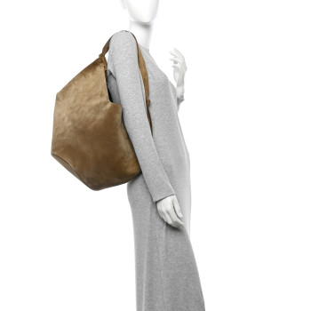 KHAITE Suede Calfskin Medium Lotus Tote Mud