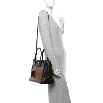 PRADA Saffiano City Calfskin Medium Esplanade Tote Palissandro Black