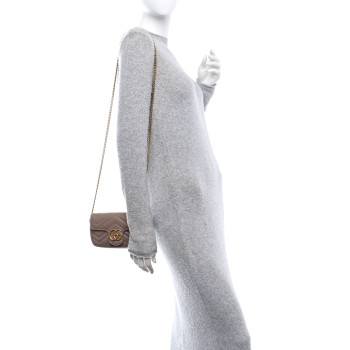 GUCCI Calfskin Matelasse Super Mini GG Marmont Shoulder Bag Porcelain Rose
