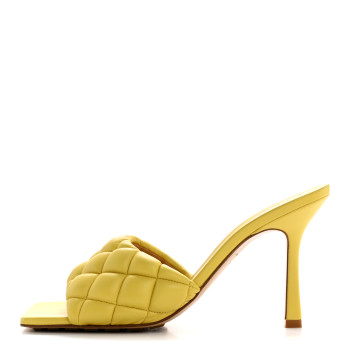 BOTTEGA VENETA Nappa Matelasse Padded Mule Sandals 38.5 Pear