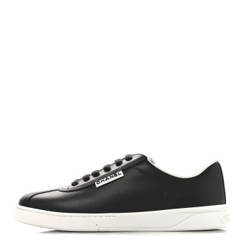 CHANEL Calfskin CC Womens Sneakers 36.5 Black