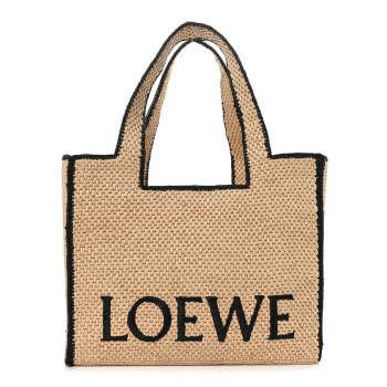 LOEWE Raffia Large Paula's Ibiza Logo Tote Natural Tan