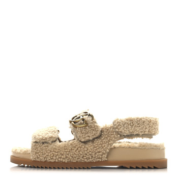 GUCCI Merino Wool Interlocking G Dad Sandals 37.5 Butterscotch