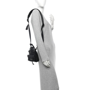 BALENCIAGA Grained Calfskin Mini Explorer Crossbody Backpack Black