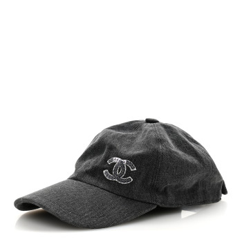 CHANEL Denim Cap Hat Black