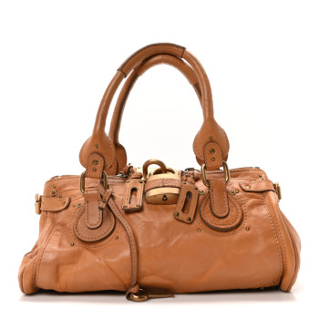CHLOE Calfskin Medium Paddington Satchel Tan
