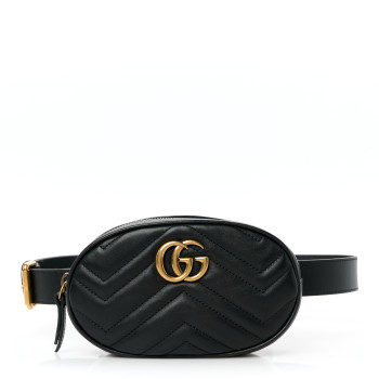 GUCCI Calfskin Matelasse GG Marmont Belt Bag 85 34 Black