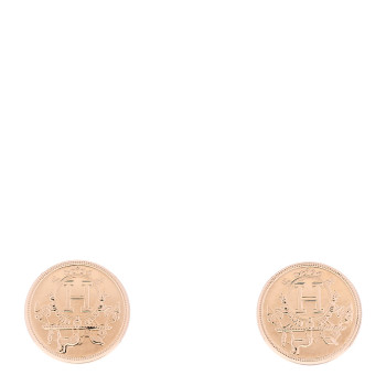 HERMES 18K Rose Gold TPM Ex-Libris Stud Earrings