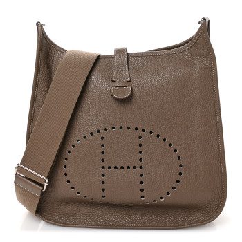 HERMES Taurillon Clemence Evelyne III GM Etoupe