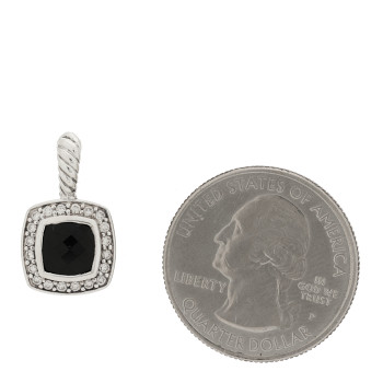 DAVID YURMAN Sterling Silver Diamond Black Onyx 7mm Petite Albion Enhancer Pendant