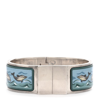 HERMES Enamel Printed Wide Dolphins Clic Clac Bracelet PM