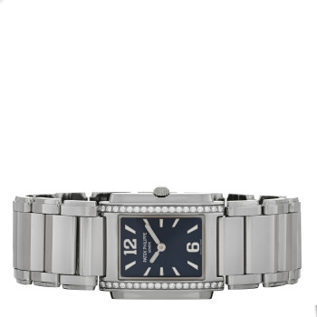 PATEK PHILIPPE Stainless Steel Diamond 25mm Twenty-4 Quartz Watch Blue 4910/1200A-001