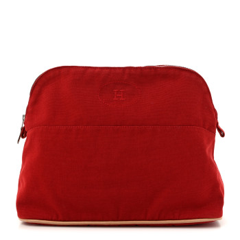 HERMES Cotton Bolide Travel Cosmetic Pouch Rouge