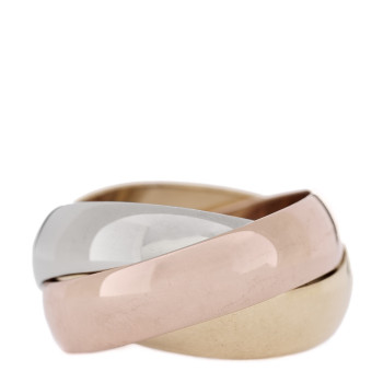 CARTIER 18K Pink Yellow White Gold Large Trinity Ring 50 5.25