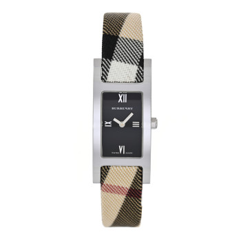 BURBERRY Stainless Steel Calfskin 18mm Heritage Nova Check Quartz Watch Black BU1009