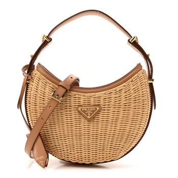 PRADA Wicker Arque Shoulder Bag Natural