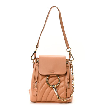 CHLOE Calfskin Quilted Mini Faye Backpack Blushy Pink