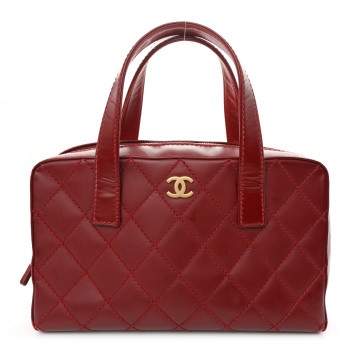 CHANEL Calfskin Stitch Surpique Bowler Red