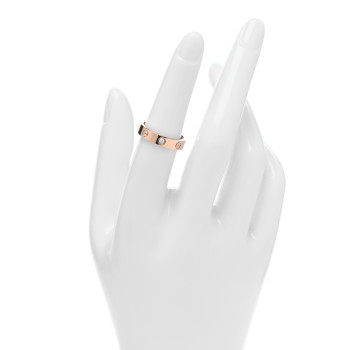 CARTIER 18K Pink Gold Diamond 4mm LOVE Wedding Band Ring 52 6