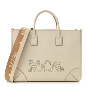 MCM Calfskin Large Munchen Tote White