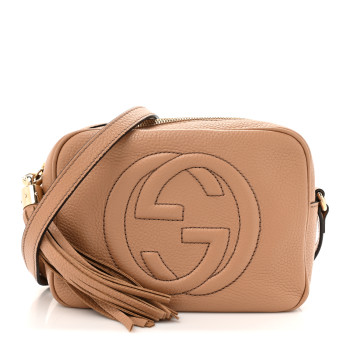 GUCCI Pebbled Calfskin Small Soho Disco Bag Camelia