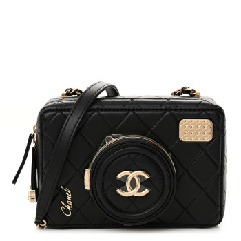 CHANEL Lambskin Quilted Coco Click Bag Black