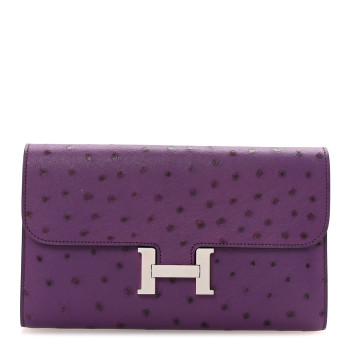 HERMES Ostrich Constance Long Wallet Violine