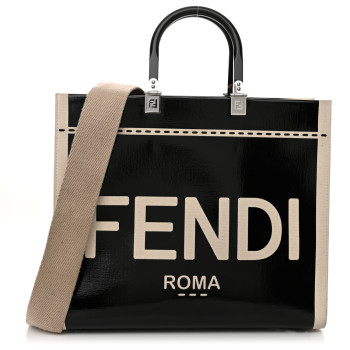 FENDI Patent Plexiglass Medium Fendi Sunshine Shopper Tote Black Ice White