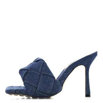 BOTTEGA VENETA Denim Intrecciato Lido Mule 90 Sandals 37.5 Indigo
