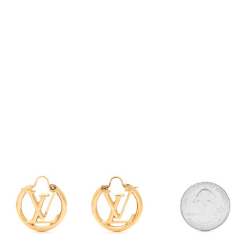 LOUIS VUITTON Metal Small Louise Hoop Earrings Gold