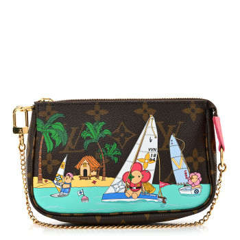 LOUIS VUITTON Monogram 2023 Christmas Animation Sailing Pochette Accessories Dragon Fruit Pink