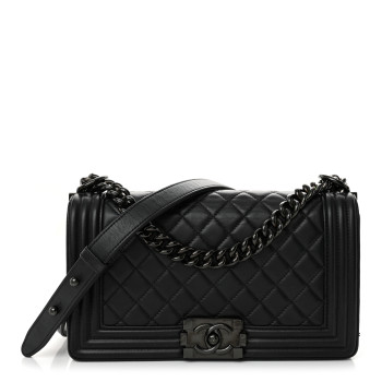 CHANEL Calfskin Quilted Medium Boy Flap So Black