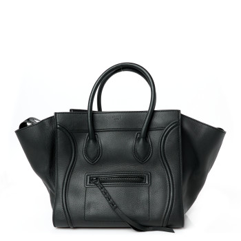 CELINE Grained Calfskin Medium Phantom Luggage Black