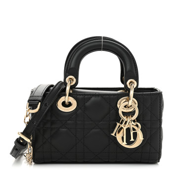CHRISTIAN DIOR Lambskin Cannage Micro Lady D-Joy Black