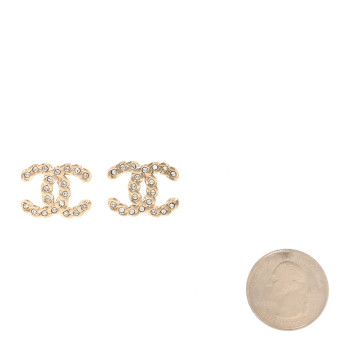 CHANEL Crystal Pearls Coronation CC Earrings Gold