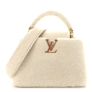 LOUIS VUITTON Shearling Calfskin Capucines BB White
