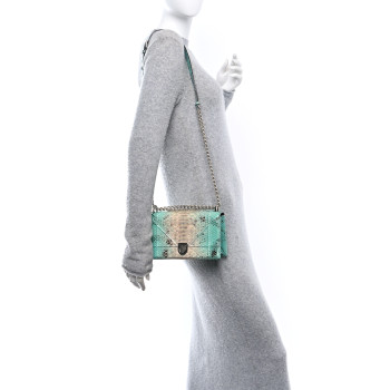 CHRISTIAN DIOR Snakeskin Gradient Small Diorama Flap Bag Turquoise Beige