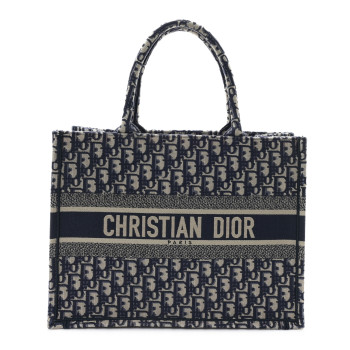 CHRISTIAN DIOR Oblique Medium Book Tote Blue Multicolor