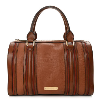 BURBERRY Grainy Calfskin Medium Alchester Bowling Bag Brown