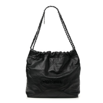 CHANEL Shiny Calfskin Quilted Small Chanel 22 So Black