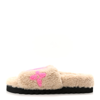 LOUIS VUITTON Shearling Paseo Flat Comfort Mule 36 Beige