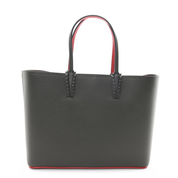 CHRISTIAN LOUBOUTIN Calfskin Monochrome Spikes East West Cabata Tote Rocket