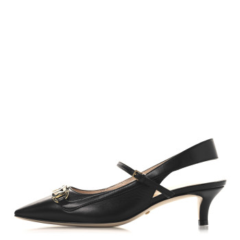 GUCCI Malaga Kid Zumi Low Heel Slingback Pumps 35 Black