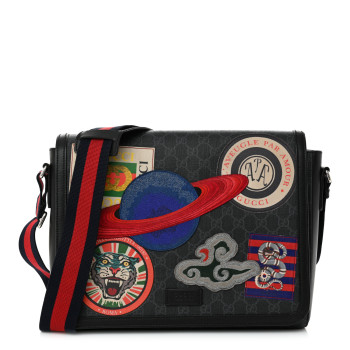 GUCCI GG Supreme Monogram Night Courrier Flap Messenger Black Multicolor
