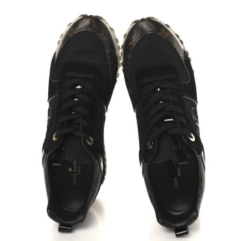 LOUIS VUITTON Suede Monogram Run Away Sneakers 39 Black
