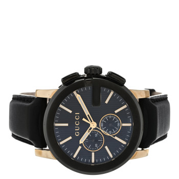 GUCCI PVD Stainless Steel Calfskin 44mm G-Chrono Quartz Watch Black
