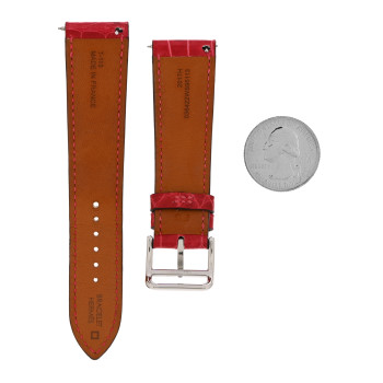 HERMES Alligator Heure H Hour Watch 30mm Strap Framboise