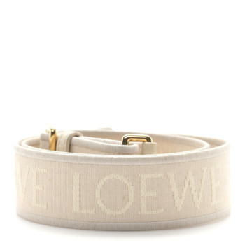 LOEWE Calfskin Jacquard Webbing Anagram Strap Ecru